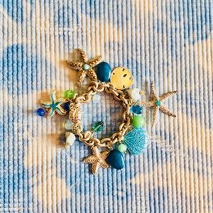 Final sale - Silver blue bracelet with seashells